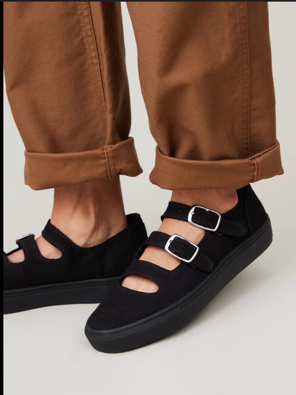 Caron Callahan Black Triple-Buckle Canvas Sneakers